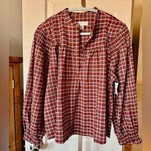 Treasure & Bond Plaid Blouse - Red and White